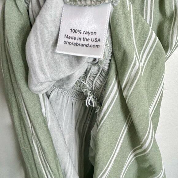 Shore Romper Womens XS Sage Green White Stripe Strapless Beach - Picture 11 of 11